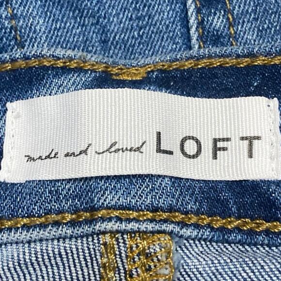 Ann Taylor LOFT Blue High Waist Raw Cut Herm Slim Flared Bootcut Denim Jeans 6 - Picture 4 of 5